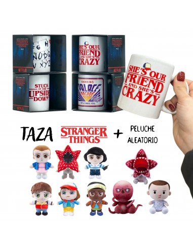 TAZA STRANGER THINGS + PELUCHE DE REGALO