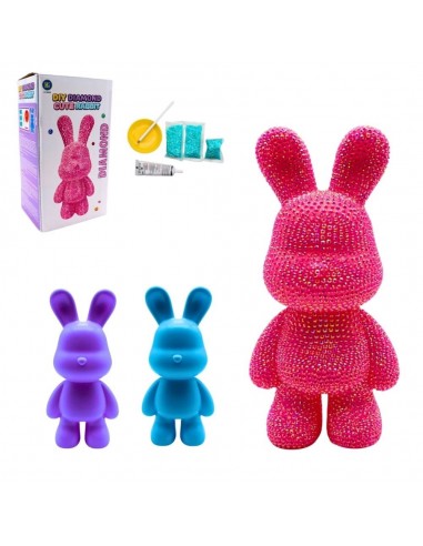 CONEJO DIY CON DIAMANTES 6CM 3 COLORES