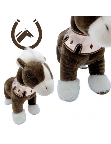 CABALLO MARRON OSCURO CON COLLAR 30CM